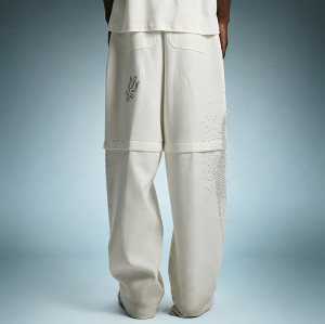 Custom Rhinestone Streetwear Pants | Wide Leg Jogger Pants | Heavyweight Fleece Baggy Pants
