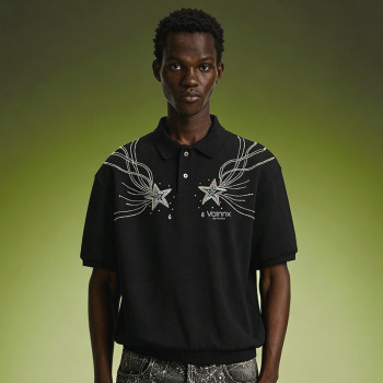 Custom Oversized Cotton T-Shirt | Men's Rhinestone Polo T-Shirt | Streetwear Apparel Manufacturer