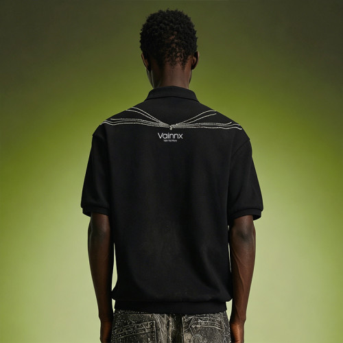 Custom Oversized Cotton T-Shirt | Men's Rhinestone Polo T-Shirt | Streetwear Apparel Manufacturer