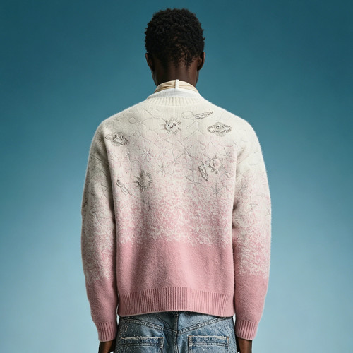Custom Men's Embroidery Knit Sweater | Luxury Streetwear Gradient Sweater | High Quality Knitwear