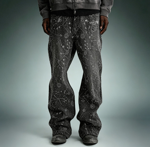 Custom Streetwear Washed Jeans | Wide Leg Rhinestone Denim Pants | High Quality High Waist Jeans