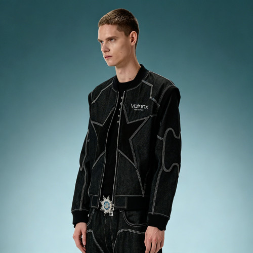 Custom Varsity Patchwork Oversized Jacket | Men's Denim Bomber Jacket | Streetwear Jacket Manufacturer