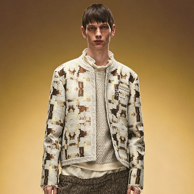 Custom Designer Cropped Jacket | Jacquard Patch Print Vintage Jacket | Streetwear Supplier