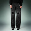 Custom Acid Wash Stripe Jeans | Ripped Rhinestone Flared Denim Jeans | Streetwear Jeans Manufacturer