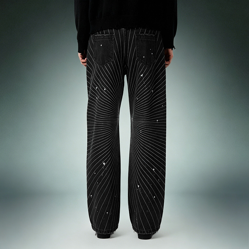 Acid Wash Stripe Jeans