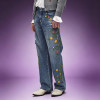 Custom Embroidery Washed Jeans | Distressed Denim Pants | High Quality High Waist Jeans