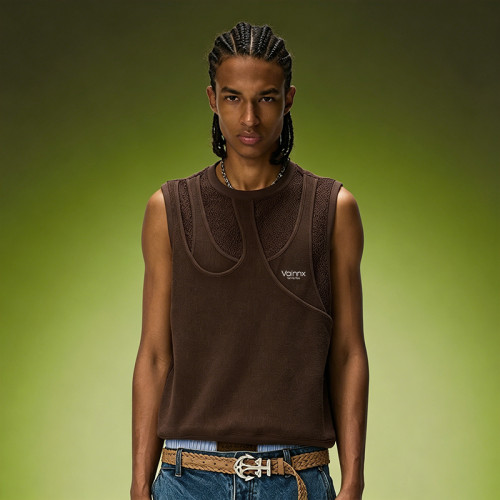 Custom Lightweight Breathable T-shirt | Faux Double Layer Sleeveless Tee | Streetwear Mesh Sleeveless Tee