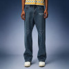 Custom Streetwear Washed Jeans | Straight Leg Rhinestone Denim Pants | High Quality Jeans Wholesale