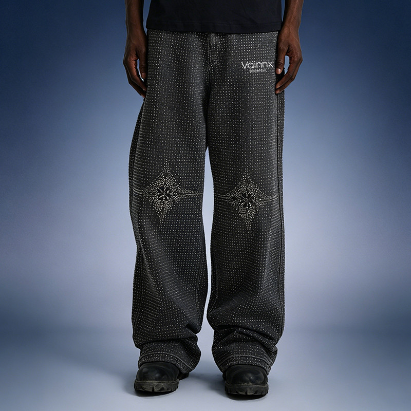 Rhinestone Denim Pants