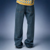 Custom Streetwear Washed Jeans | Straight Leg Rhinestone Denim Pants | High Quality Jeans Wholesale