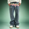 Custom Graffiti Print Jeans | Streetwear Rhinestone Denim Pants | Wide Leg Baggy Jeans