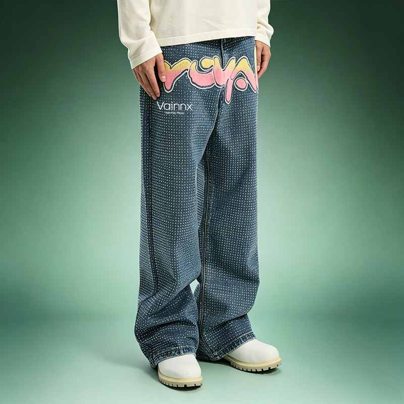 Rhinestone Denim Pants