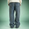 Custom Graffiti Print Jeans | Streetwear Rhinestone Denim Pants | Wide Leg Baggy Jeans