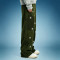 Custom Patchwork Embroidery Pants | Oversized Cargo Casual Pants | Side Pocket Straight Leg Pants