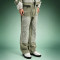 Custom Denim Jeans | Acid Wash Flare Cargo Jeans | Patchwork Embroidery Rhinestone Denim Pants