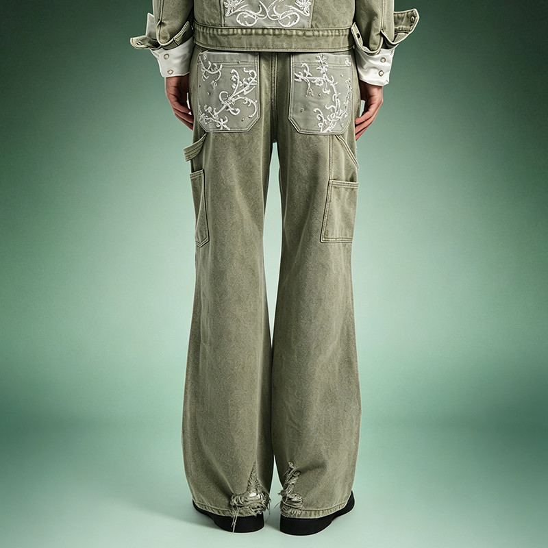 Rhinestone Denim Pants