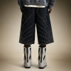 Custom Men's Streetwear Denim Shorts | Designer Washed Shorts | Rhinestone Wide Leg Denim Shorts