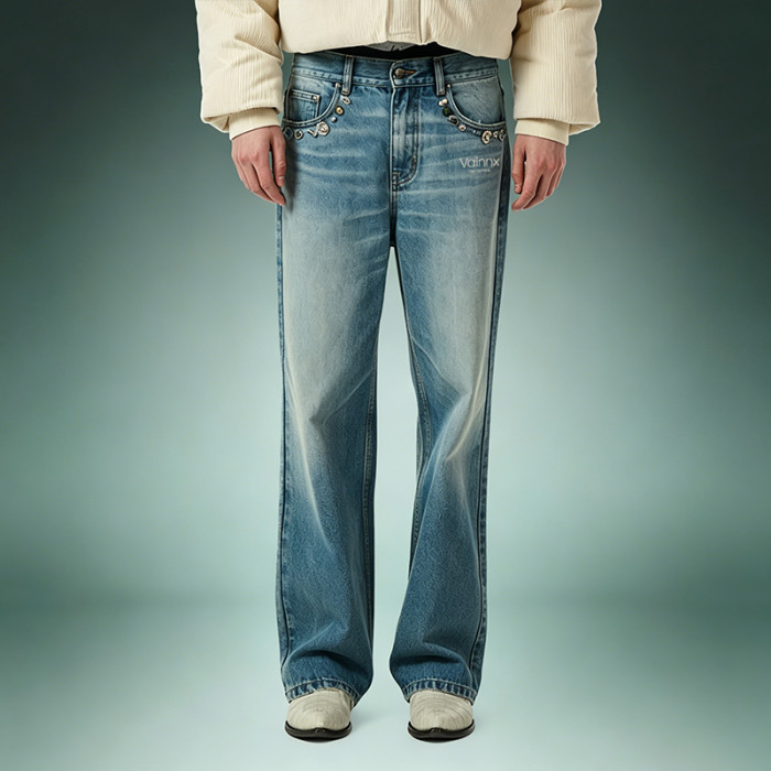 OEM Custom Straight Leg Washed Jeans | Streetwear Denim For Men | Heavyweight High Waist Jeans