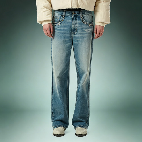 OEM Custom Straight Leg Washed Jeans | Streetwear Denim For Men | Heavyweight High Waist Jeans