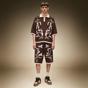 Custom Shorts Polo T-shirt Tracksuit Set | Jacquard Pattern Tracksuit | Streetwear Apparel Manufacturer