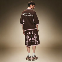 Custom Shorts Polo T-shirt Tracksuit Set | Jacquard Pattern Tracksuit | Streetwear Apparel Manufacturer