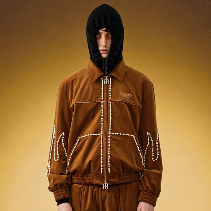 OEM Custom Embroidery Jacket | Luxury Y2K Streetwear Velour Jacket | Men's Zip Up Track Jacket