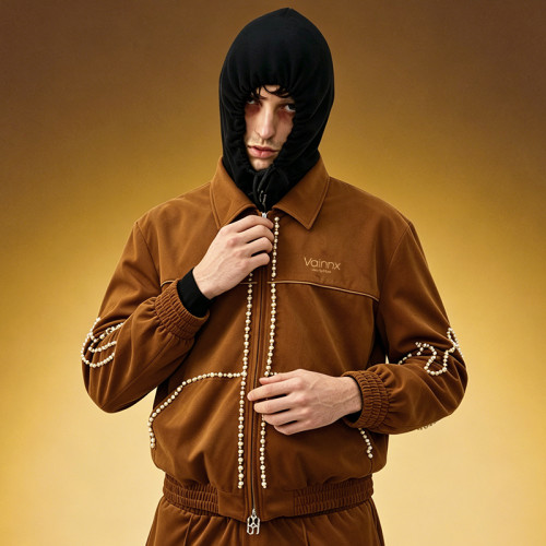 OEM Custom Embroidery Jacket | Luxury Y2K Streetwear Velour Jacket | Men's Zip Up Track Jacket