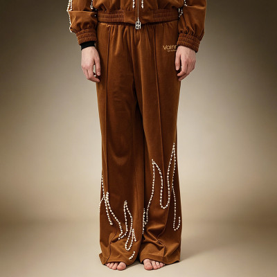 Custom Men's Retro Wide Leg Velvet Sweatpants | Casual Baggy Heavyweight Pants | Men's Track Pants