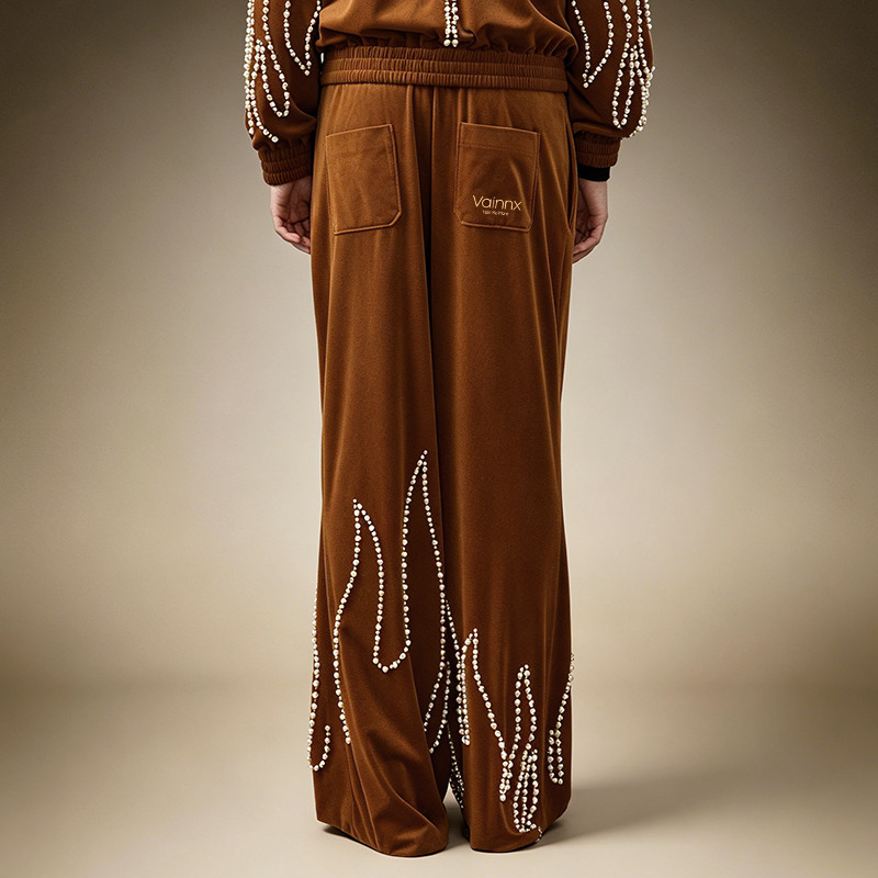 Wide Leg Velvet Sweatpants