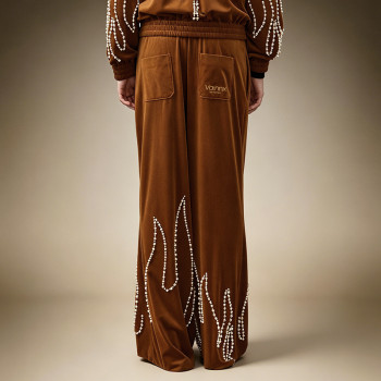 Custom Men's Retro Wide Leg Velvet Sweatpants | Casual Baggy Heavyweight Pants | Men's Track Pants