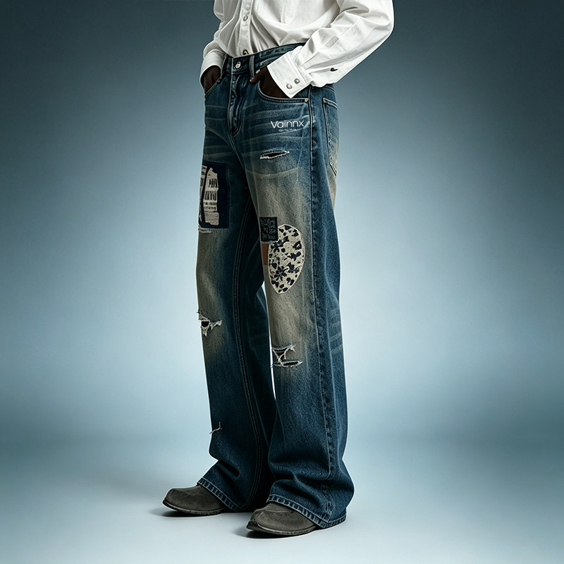 Washed Denim Pants