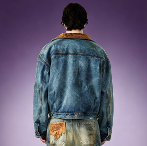 Heavyweight Stone Wash Jacket | Cropped Retro Denim Coat | Oversized Denim Trucker Jacket For Men