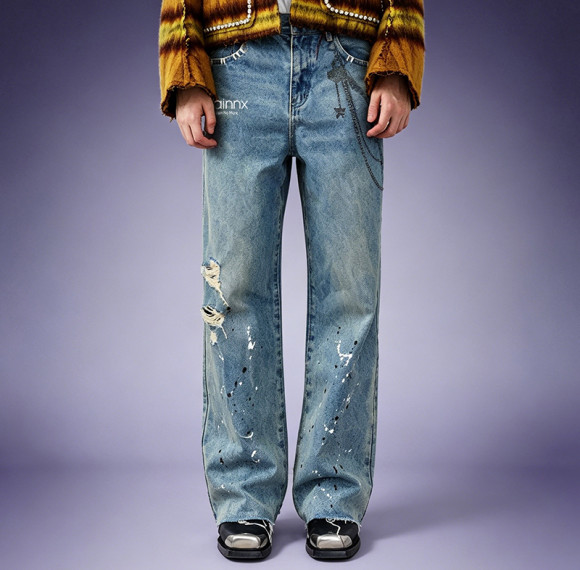 OEM Custom Print Streetwear Jeans | Stone Washed Denim Pants | Distressed Vintage Jeans Wholesale