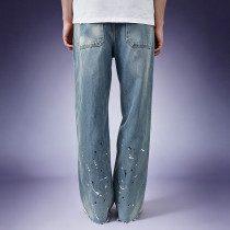 OEM Custom Print Streetwear Jeans | Stone Washed Denim Pants | Distressed Vintage Jeans Wholesale
