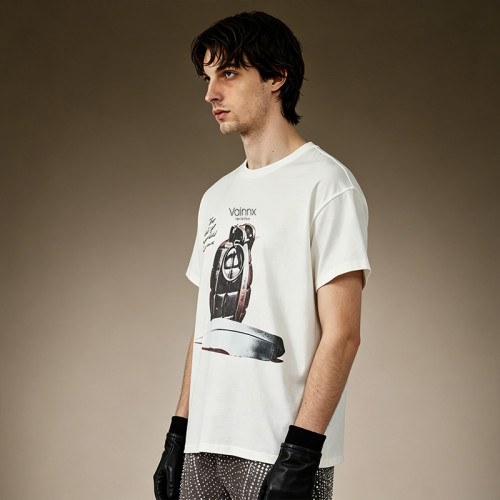 Custom Printed Boxy Fit T-Shirt | Vintage Short Sleeve Tee | Cotton Streetwear T-Shirt For Men