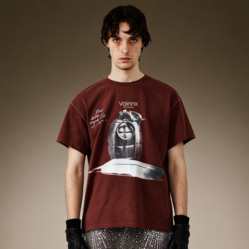 Custom Printed Boxy Fit T-Shirt | Vintage Short Sleeve Tee | Cotton Streetwear T-Shirt For Men