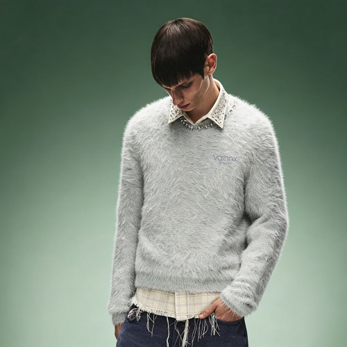 Custom Rhinestone Crewneck Sweater | Heavyweight Knitted Sweater | Men's Sweater Manufacturer