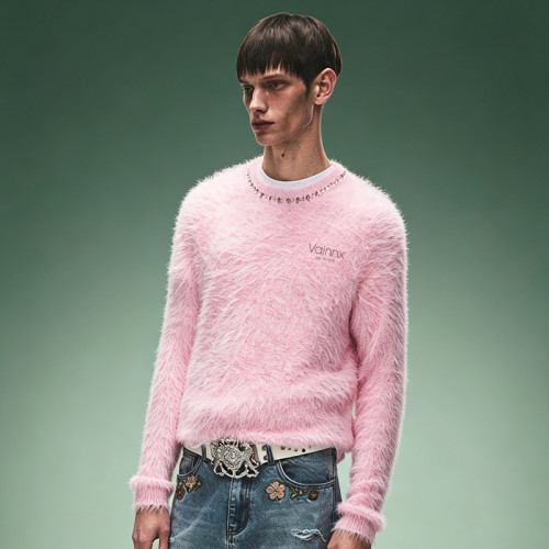 Custom Rhinestone Crewneck Sweater | Heavyweight Knitted Sweater | Men's Sweater Manufacturer
