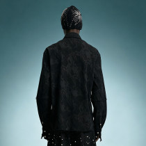 Custom Embroidery Vintage Print Shirt | Acid Wash Rhinestone Oversized Shirt | Men's Streetwear Shirt