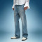 Custom Washed Straight Leg Jeans | Rhinestone Streetwear Denim Pants | Thick High Waist Jeans