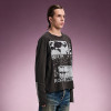 Custom Graphic Print T-shirt | Oversized Crew Neck Long Sleeve Tee | Distressed Raw Hem T-shirt