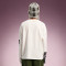 Custom Graphic Print T-shirt | Oversized Crew Neck Long Sleeve Tee | Distressed Raw Hem T-shirt
