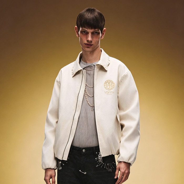 Embroidery Cropped Zip Up Coach Jacket | Men's Causal Jacket | Retro Luxury Streetwear Jacket