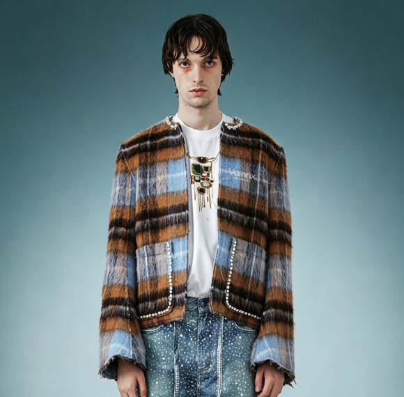 Luxury High Quality Streetwear Jacket | Custom Rhinestone Plaid Jacket | Crop Fit Cardigan Jacket