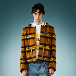 Luxury High Quality Streetwear Jacket | Custom Rhinestone Plaid Jacket | Crop Fit Cardigan Jacket