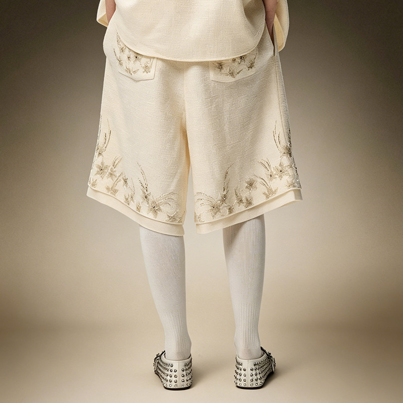 Flower Embroidery Shorts