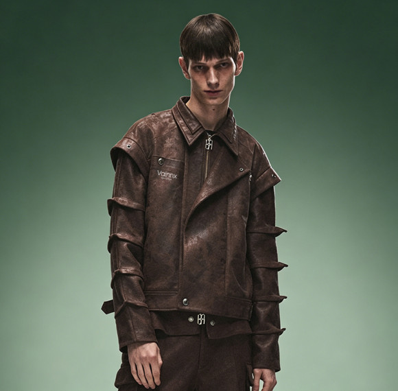 Custom Men's Casual Moto Jacket | Vintage Distressed Faux Leather Jacket | Layer Sleeve Jacket