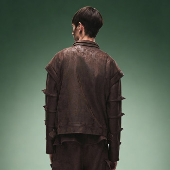 Custom Men's Casual Moto Jacket | Vintage Distressed Faux Leather Jacket | Layer Sleeve Jacket