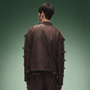 Custom Men's Casual Moto Jacket | Vintage Distressed Faux Leather Jacket | Layer Sleeve Jacket