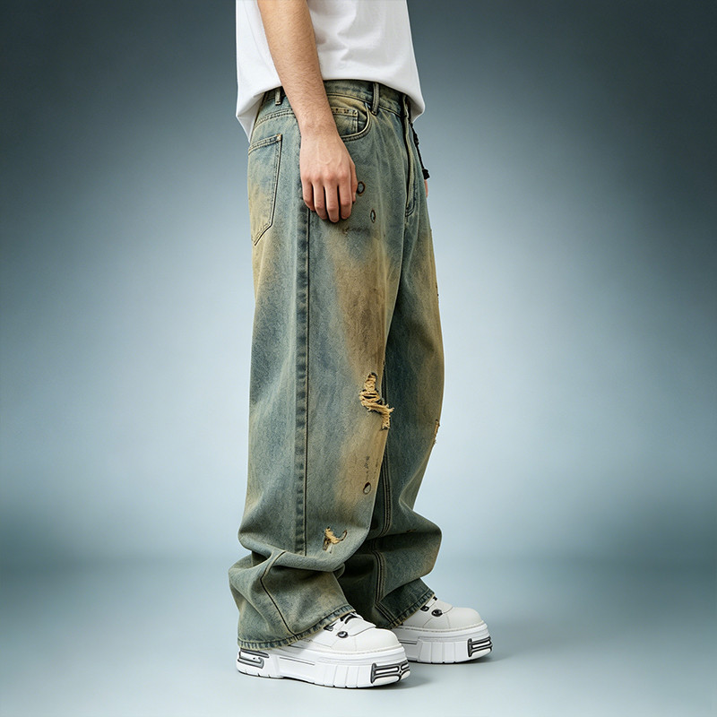 Washed Denim Pants